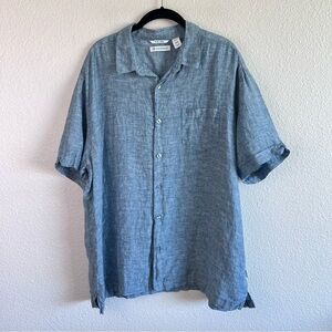 Cubavera Men’s Classic Two-Tone Linen Short Sleeve Button Down Shirt